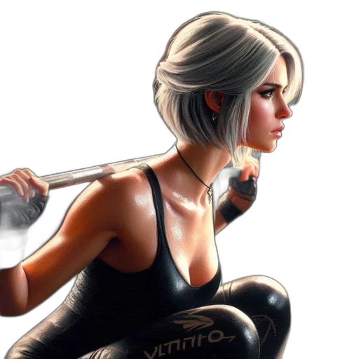 weapon, sword, comic book art, concept art, fantasy art, photorealistic, female, character transparent PNG cut-out