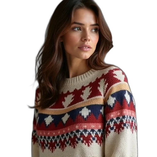jacket, earth tones, triangles, dots transparent PNG cut-out