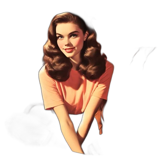 dress, face, cartoon, photorealistic, comic book art, concept art, vintage-inspired, portrait transparent PNG cut-out