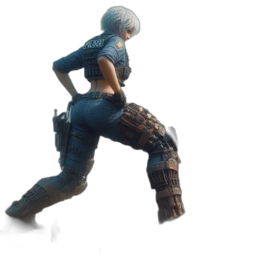 weapon, robot, jacket, creature, concept art, 3d render, cyberpunk, pixel art transparent PNG cut-out