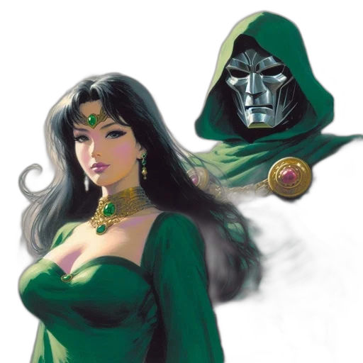 mask, comic book art, concept art, fantasy art, pixel art, green, two, figures transparent PNG cut-out