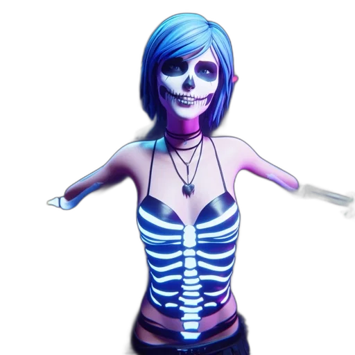 dress, jewelry, concept art, 3d render, vaporwave, pixel art, neon lights, blue transparent PNG cut-out