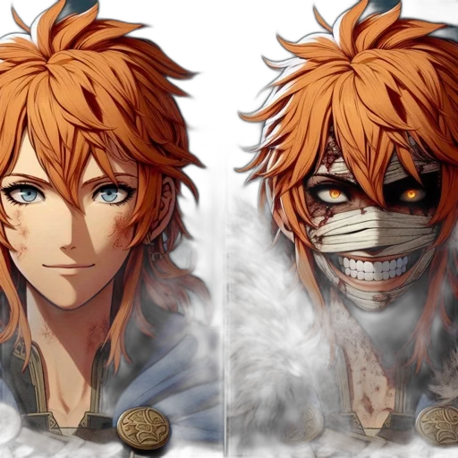 mask, face, concept art, anime, photorealistic, fantasy art, earth tones, two transparent PNG cut-out