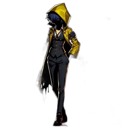 jacket, staff, hat, mask, concept art, cyberpunk, pixel art, comic book art transparent PNG cut-out