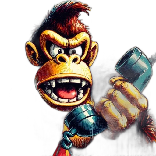 animal, concept art, photorealistic, 3d render, comic book art, gorilla, depicted, holding transparent PNG cut-out