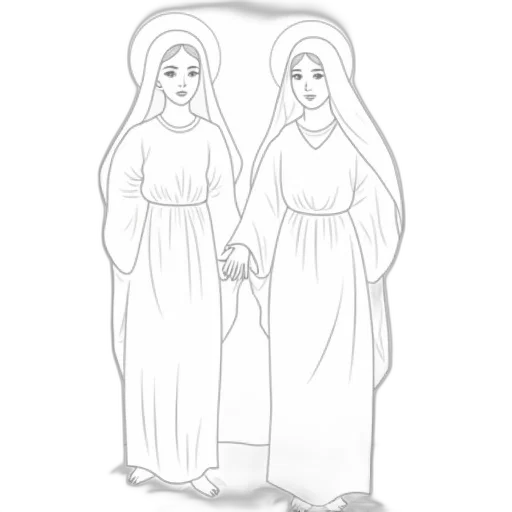 dress, concept art, pencil sketch, cartoon, pixel art, two, mary, magdalenes transparent PNG cut-out