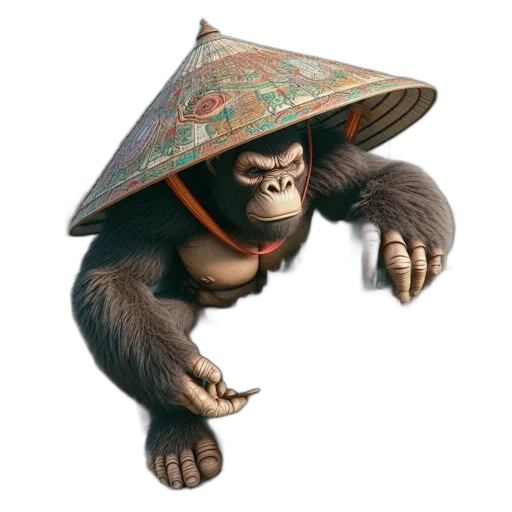 hat, umbrella, staff, animal, concept art, photorealistic, 3d render, fantasy art transparent PNG cut-out