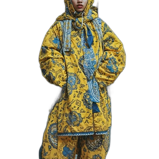 jacket, dress, face, staff, cyberpunk, concept art, photorealistic, blue transparent PNG cut-out