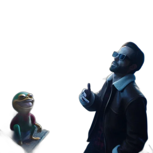 jacket, staff, robot, concept art, 3d render, cartoon, photorealistic, fog transparent PNG cut-out