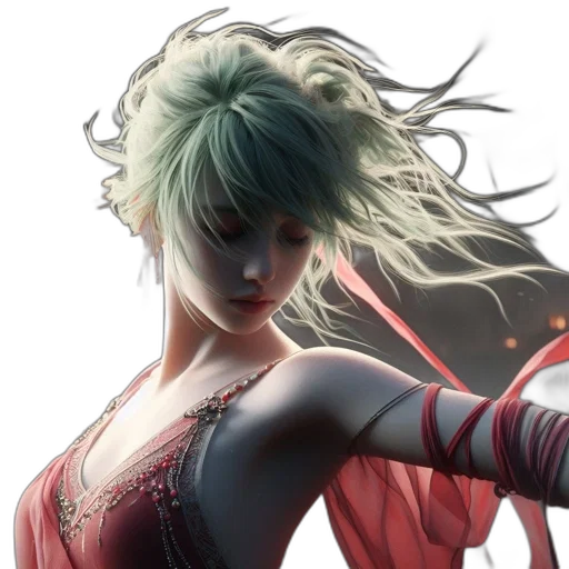 hair, concept art, fantasy art, photorealistic, comic book art, red, ethereal, woman transparent PNG cut-out