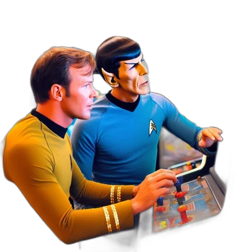 concept art, outer space, two, individuals, one, yellow, starfleet, uniform transparent PNG cut-out