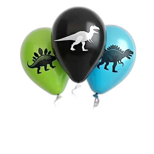 3d render, set, three, balloons, different, dinosaur, designs, left transparent PNG cut-out
