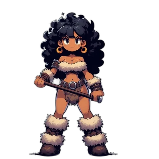 hair, weapon, staff, pixel art, concept art, fantasy art, cartoon, earth tones transparent PNG cut-out