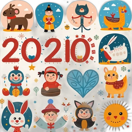 concept art, collage, new, year transparent PNG cut-out