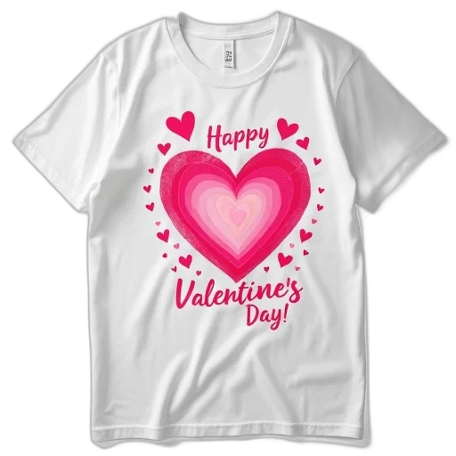 white, t-shirt, pink, heart, design, front, includes, large transparent PNG cut-out