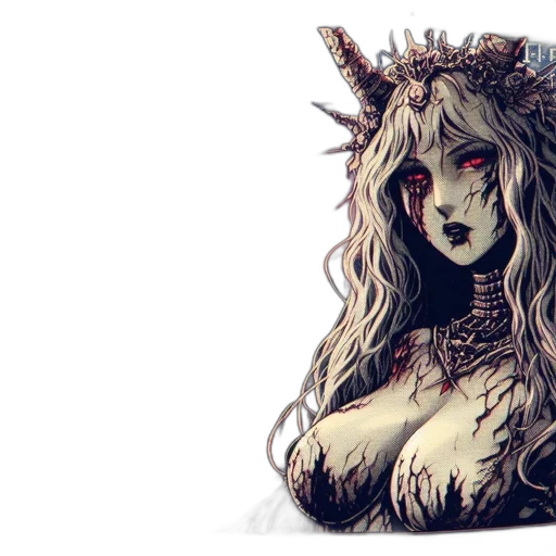creature, crown, mask, hair, fantasy art, concept art, pixel art, comic book art transparent PNG cut-out