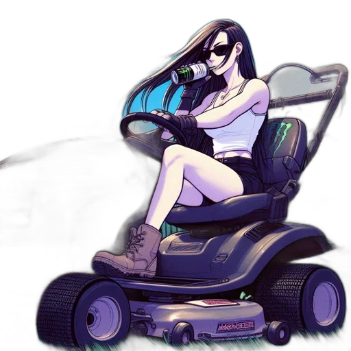 car, robot, concept art, cyberpunk, cartoon, vaporwave, neon lights, animated transparent PNG cut-out