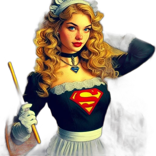 staff, comic book art, fantasy art, photorealistic, cartoon, woman, blonde, hair transparent PNG cut-out