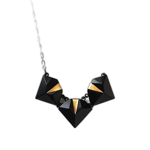 jewelry, 3d render, black, gold, geometric, necklace, modern, design transparent PNG cut-out