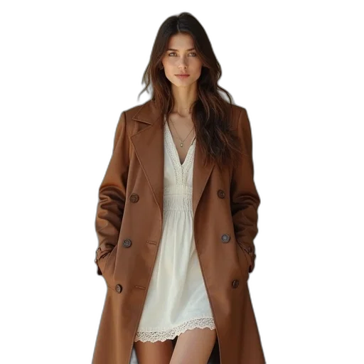 jacket, dress, earth tones, monochrome, dark, woman, wearing, leather transparent PNG cut-out