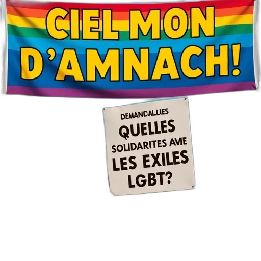 vibrant, poster, rainbow, flag, top, featuring, phrase, ciel transparent PNG cut-out