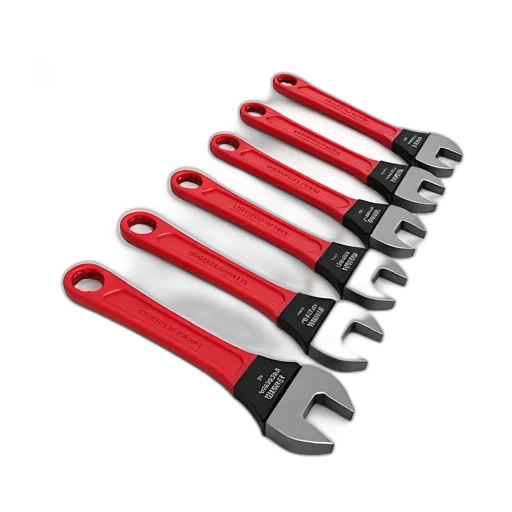staff, weapon, set, six, adjustable, wrenches, red, handles transparent PNG cut-out