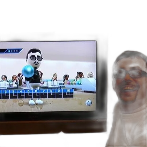 robot, concept art, man, glasses, laughs, while, playing, wii transparent PNG cut-out