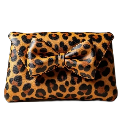 leopard, clutch, removable, bow transparent PNG cut-out