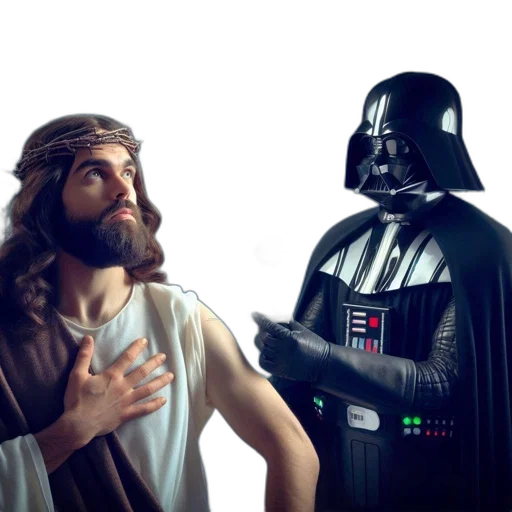 futuristic, space, setting, darth, vader, dressed, his, iconic transparent PNG cut-out
