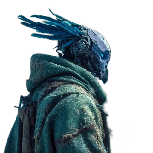 mask, jacket, robot, dragon, cyberpunk, concept art, fantasy art, vaporwave transparent PNG cut-out