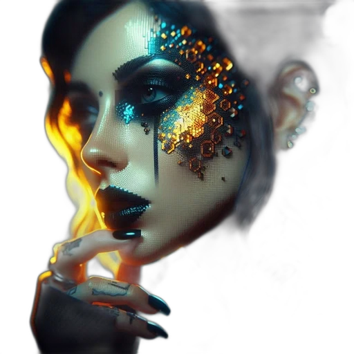 mask, face, crown, jewelry, fantasy art, cyberpunk, photorealistic, concept art transparent PNG cut-out