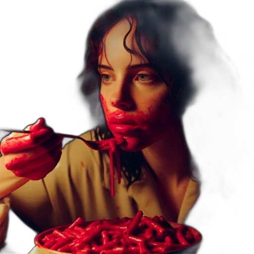 food, photorealistic, concept art, red, intimate, portrait, woman, focusing transparent PNG cut-out