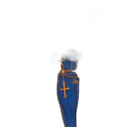 staff, shoes, sword, umbrella, 3d render, concept art, blue, animated transparent PNG cut-out