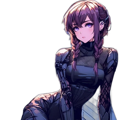 robot, dress, jacket, weapon, cyberpunk, anime, pixel art, concept art transparent PNG cut-out