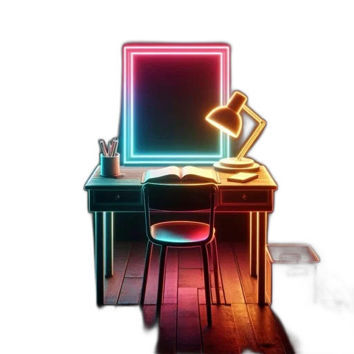furniture, robot, weapon, staff, 3d render, pixel art, concept art, vaporwave transparent PNG cut-out