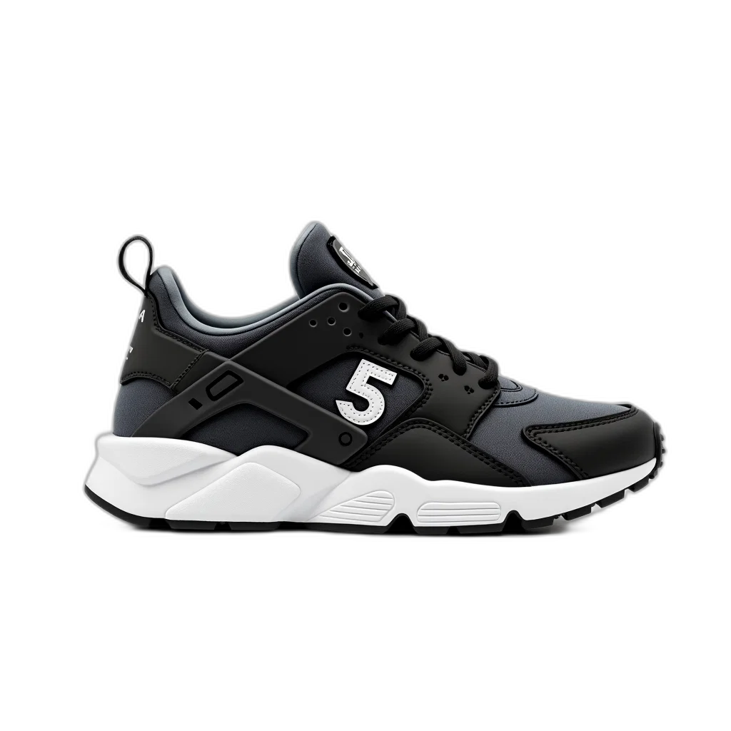 shoes, 3d render, single, black, grey, sneaker, white, sole transparent PNG cut-out