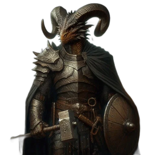 dragon, mask, sword, staff, fantasy art, concept art, 3d render, comic book art transparent PNG cut-out