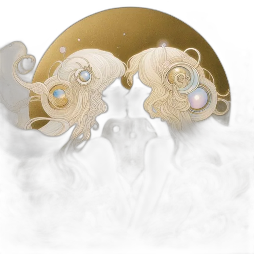 jewelry, mask, crown, concept art, 3d render, two, dreamlike, figures transparent PNG cut-out