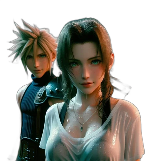 concept art, fantasy art, photorealistic, 3d render, two, characters, one, male transparent PNG cut-out