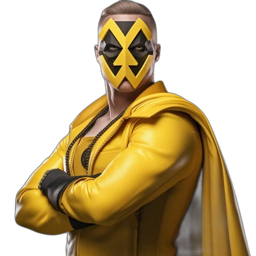 mask, jacket, face, concept art, cyberpunk, 3d render, comic book art, golden transparent PNG cut-out