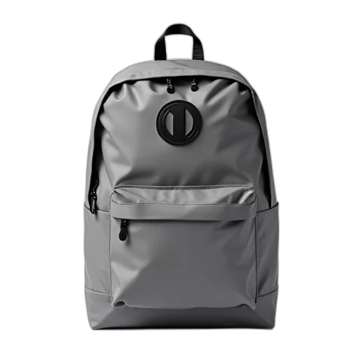 jacket, 3d render, grey, backpack, black, handle, logo, front transparent PNG cut-out