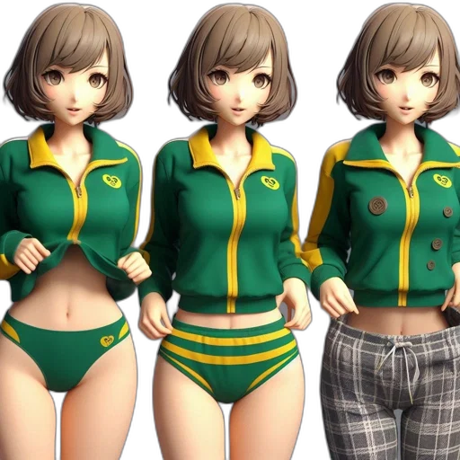 3d render, concept art, fantasy art, photorealistic, green, young, female, sportswear transparent PNG cut-out