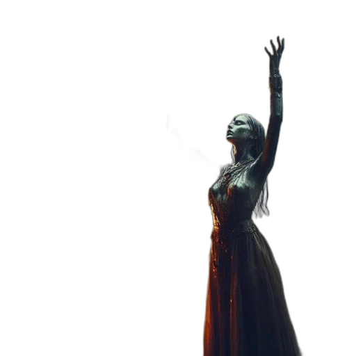 dress, crown, concept art, 3d render, fantasy art, fire, mystical, scene transparent PNG cut-out