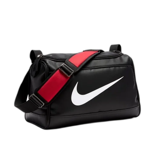 shoes, black, red, nike, bag, white, swoosh, logo transparent PNG cut-out