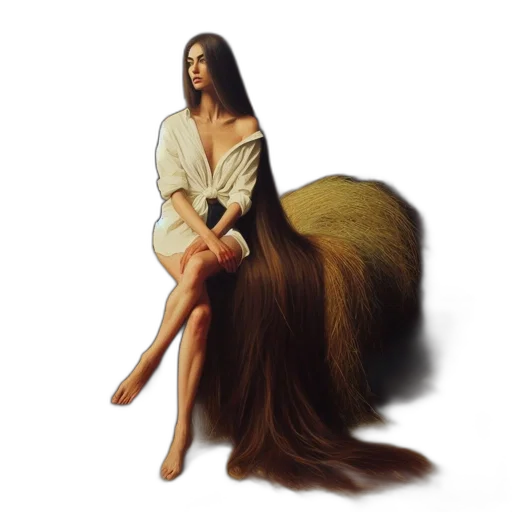 hair, dress, creature, animal, photorealistic, concept art, fantasy art, 3d render transparent PNG cut-out