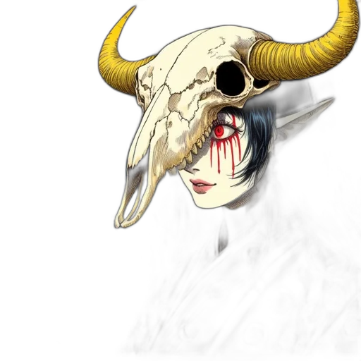 mask, face, creature, staff, concept art, fantasy art, watercolor, photorealistic transparent PNG cut-out