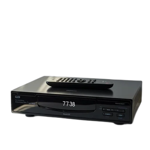 black, dvd, player, digital, display, showing, placed, kitchen transparent PNG cut-out