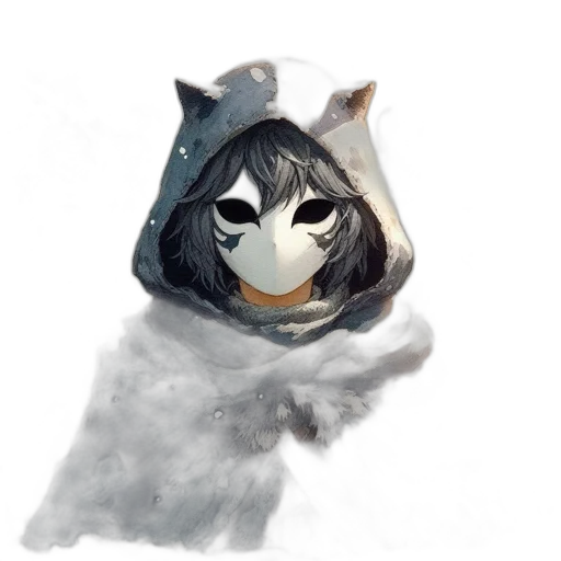 mask, creature, face, animal, concept art, watercolor, fantasy art, anime transparent PNG cut-out