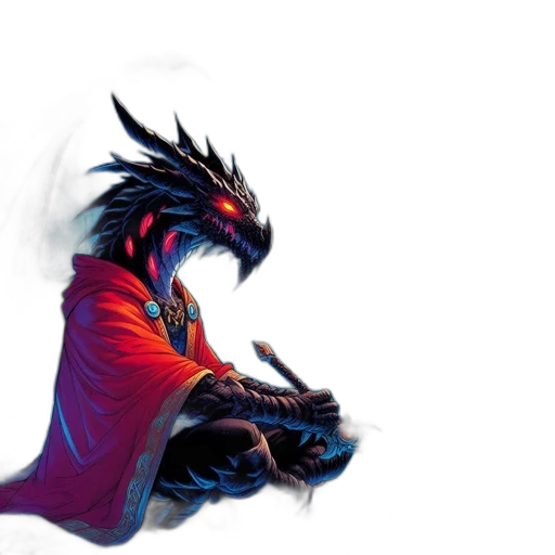 dragon, creature, mask, staff, fantasy art, concept art, 3d render, pixel art transparent PNG cut-out