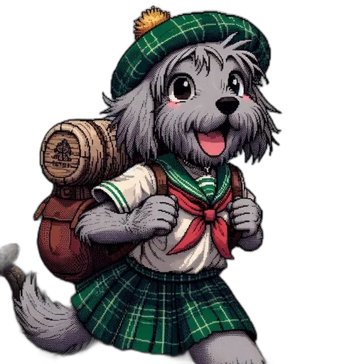 staff, animal, concept art, cartoon, watercolor, comic book art, fluffy, gray transparent PNG cut-out